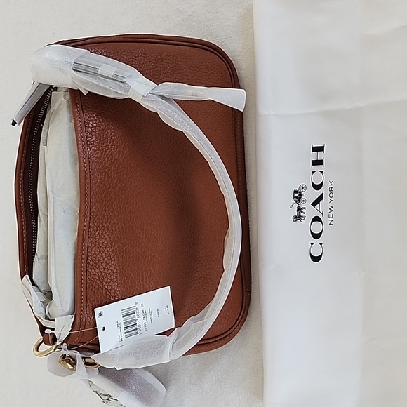 Coach Handbags - Coach Soft Pebble Leather Convertible Letter Carrier Crossbody in Saddle